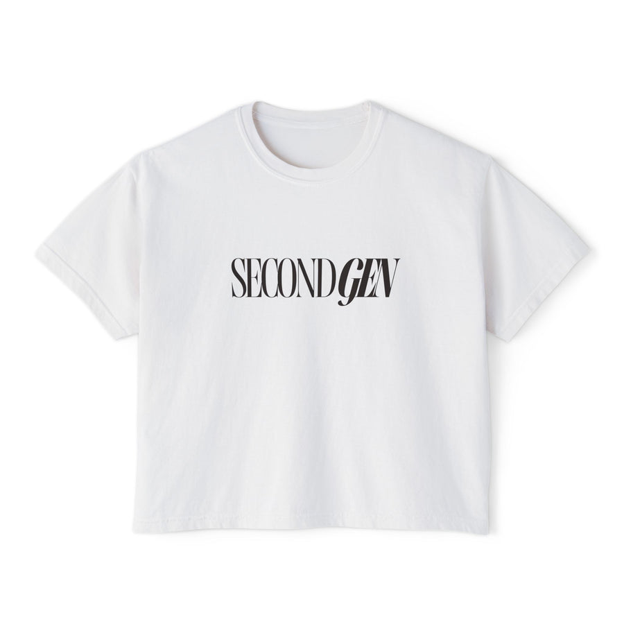 Second Gen Women's Boxy Tee — Minimal Retro Logo Crop Top