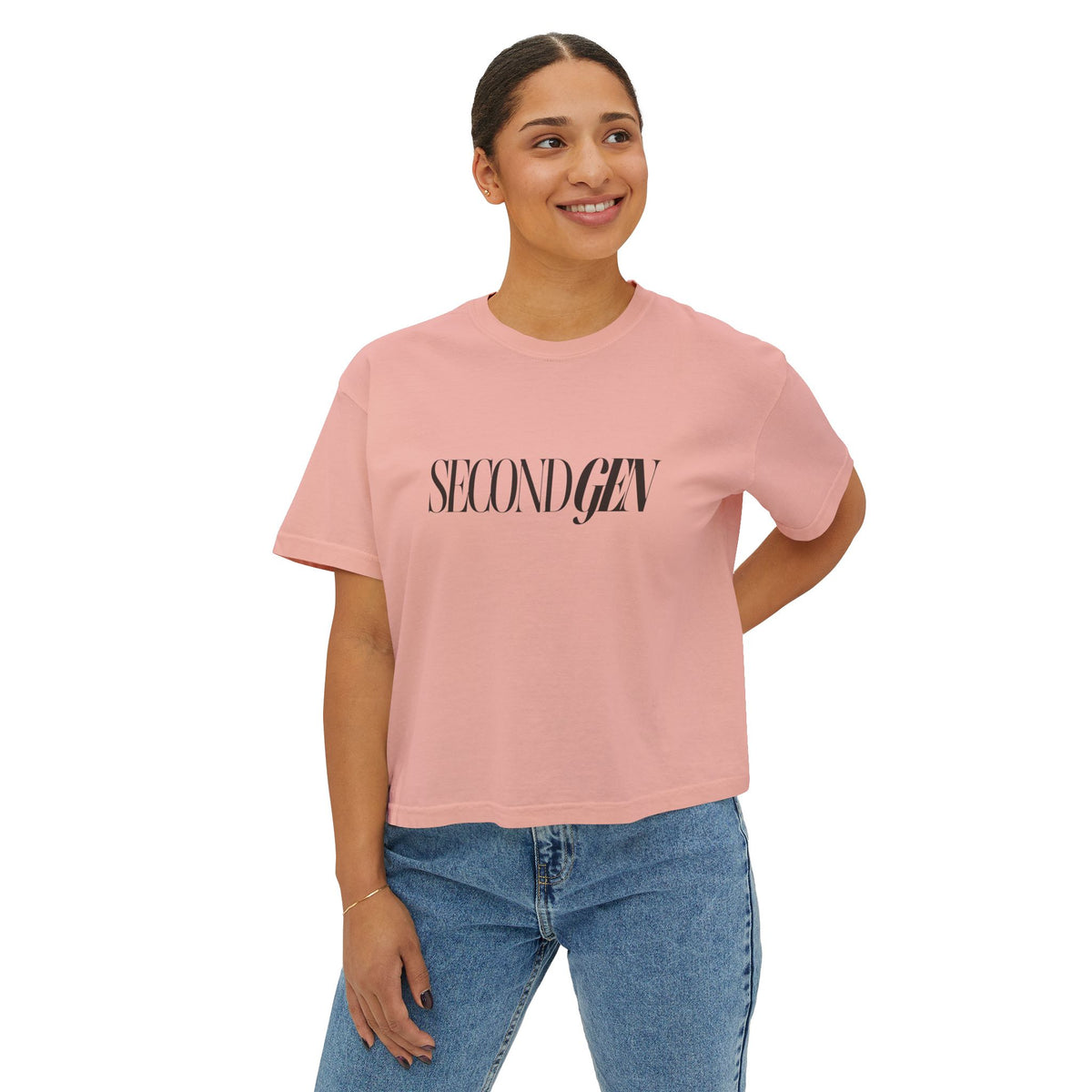 Second Gen Women's Boxy Tee — Minimal Retro Logo Crop Top