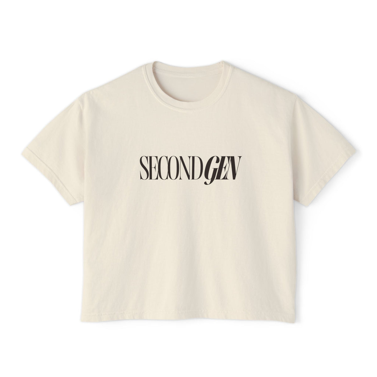 Second Gen Women's Boxy Tee — Minimal Retro Logo Crop Top
